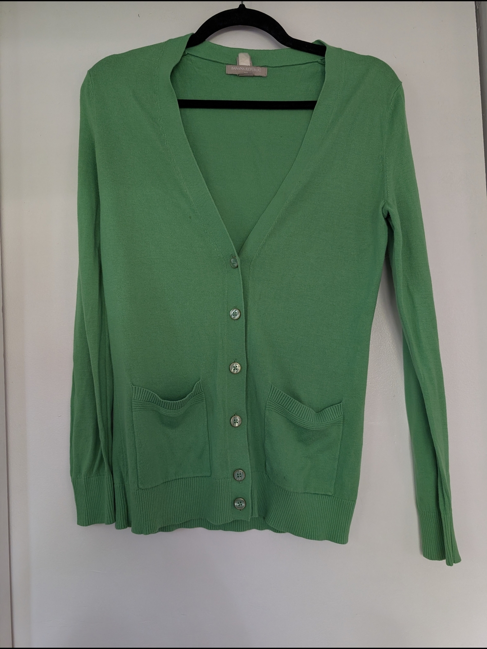 Banana Republic Light Green V-Neck Button Cardigan